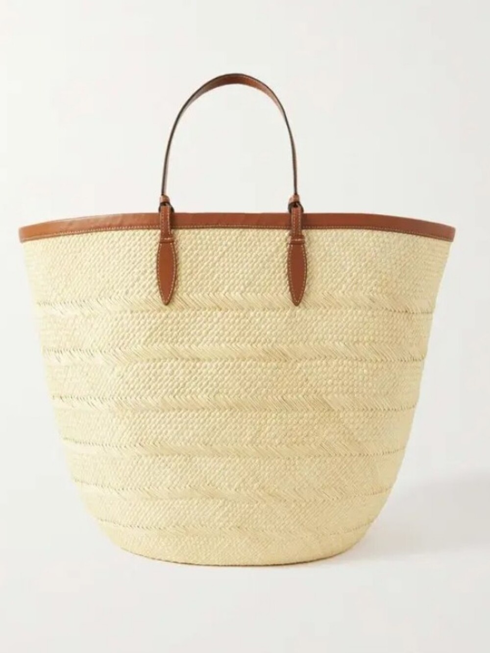 Hunting Season Iraca Large Leather Trimmed Woven Raffia Tote